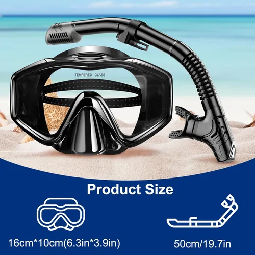 Miniatura 5 de Juego de snorkel para adultos, paquetes de esnórquel panorámico antivaho con esnórquel seco y gafas de natación para buceo, natación y esnórquel
