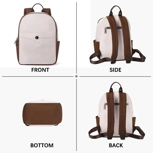 Miniatura 6 de Mochila monedero para mujer, mochila convertible de moda, 0 blanco con marrón, Mochilas de viaje