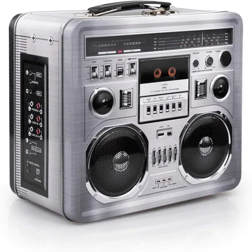 Miniatura 4 de Lonchera retro Boombox Radio – Mercancía inspirada en los años 80 – Accesorios de disfraces novedosos y contenedor de almacenamiento – Regalos