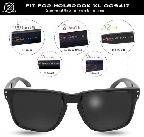 Miniatura 2 de SOLODAD Lentes de repuesto para gafas de sol Oakley Holbrook XL OO9417 polarizadas, negro carbón (sin grabado polarizado), Negro carbón - Polarizado