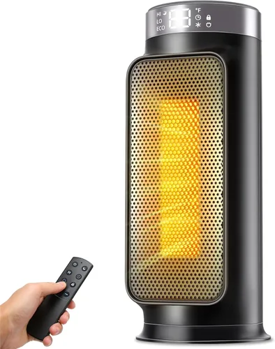 Calentadores de espacio de 1500 W para uso en interiores, calentador eléctrico de cerámica PTC con control remoto, temporizador de 24 horas,