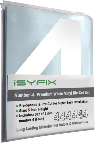 Miniatura 56 de iSYFIX - Calcomanías de vinilo blancas con número 0 (cero) - Juego de 6 unidades de 1.5 pulgadas autoadhesivas - Decalcomanías premium troqueladas
