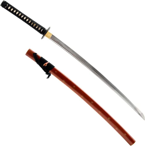 Miniatura 10 de HMS Samurai Katana Sword, Practical, Hand Forged, 1045 Carbon Steel, Heat Tempered/Clay Tempered, Full Tang, Sharp, Scabbard Blanco-dragón-951A