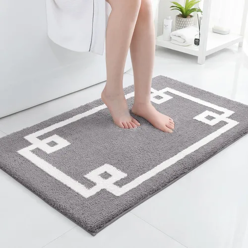 Miniatura 12 de HOMEIDEAS Alfombra de baño, suave y absorbente de agua, alfombra de microfibra de felpa esponjosa antideslizante para bañera y ducha