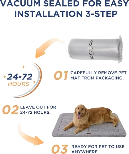 Miniatura 8 de Joydeco Colchoneta Reversible para Jaula de Perro de Perfil Bajo, Almohadilla Lavable para Perro con Vellón Ultra Suave, Diseño Compacto