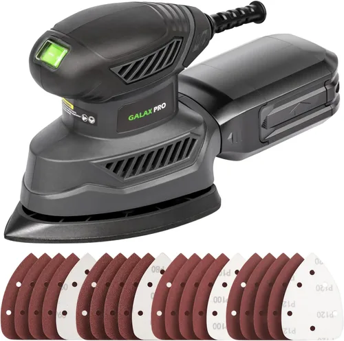 GALAX PRO - Lijadora de detalle, motor potente de 1.1A, lijadora eléctrica compacta de 13000 OPM con 20 piezas de papel de lija y caja de polvo,