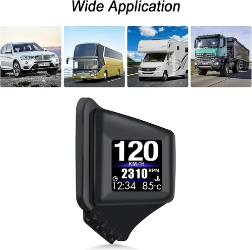Miniatura 7 de Geloo Pantalla frontal HUD para automóvil, pantalla HUD OBD2 con OBDII GPS Dual System OBD2 Velocímetro Medidor 8 modos Multifunción Medidor