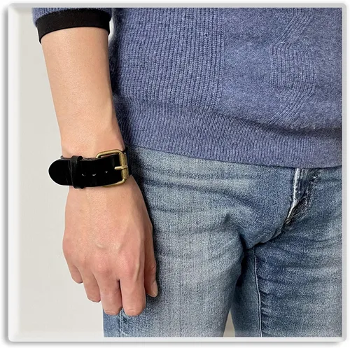 Miniatura 6 de Xusamss Pulsera de cuero ajustable con hebilla de cinturón punk rock