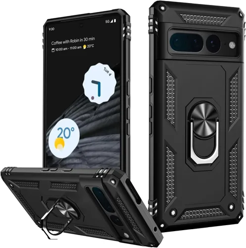 Miniatura 35 de LUMARKE Funda para Google Pixel 5 con protector de pantalla, pasa 16 pies, probada en caídas, grado militar, con soporte de anillo magnético, Rojo