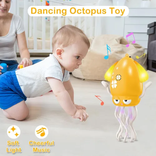 Miniatura 2 de Plnmlls Juguete de pulpo bailarín, juguetes para el tiempo boca abajo, con música y luz LED, batería recargable integrada y volumen que se pueden