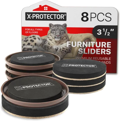 X-Protector Deslizadores de muebles – 8 piezas de 3 1/2 pulgadas – 4 deslizadores de muebles para pisos de madera dura y 4 deslizadores de muebles