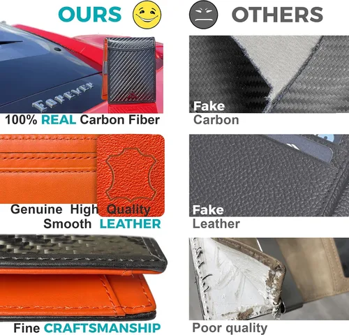 Miniatura 5 de Gotti Carteras para hombre, bloqueo RFID plegable, NegroGris, Naranja, Clip para dinero Sin compartimento para efectivo