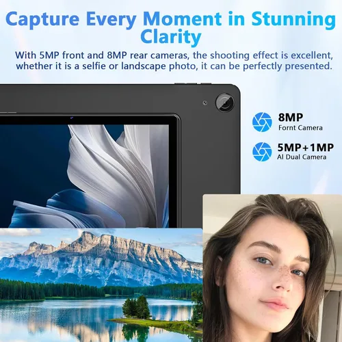 Miniatura 4 de Tablet de 10 Pulgadas, Tabletas Android 15 con 18 GB RAM+128 GB ROM (Expandible a 1 TB), Pantalla IPS HD de 1280 * 800 Octa Core, Batería de 6000