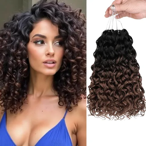 Miniatura 13 de Unionbeauty - Paquete de 8 mechones rizados con ganchillo GoGo, rizos de agua para mujer negra, rizos de playa, extensiones de cabello rizado 1b#