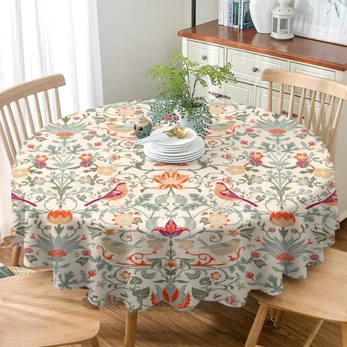 Miniatura 190 de Mantel Floral Retro de Pájaros, Diseño Original Bohemio William Morris Estampado Cubierta de Mesa para Hogar Picnic Fiesta Comedor Cocina William