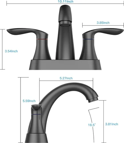 Miniatura 3 de Grifo de baño, grifos de baño de 4 pulgadas para fregadero de 3 agujeros, grifo de lavabo de baño central con drenaje desplegable y manguera sin