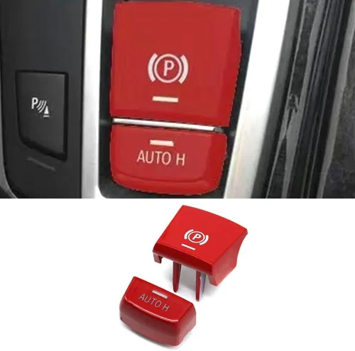 Miniatura 11 de Interruptor de estacionamiento electrónico negro para freno de mano P cubierta de botón de repuesto automático de botón H compatible con BMW 5 7 X3