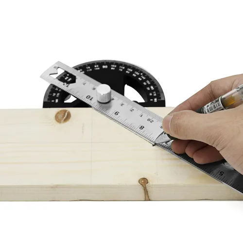 Miniatura 7 de Buscador de ángulos transportador de 8 pulgadas, regla de ángulo ajustable de acero inoxidable, herramienta de medición de ángulo con herramienta