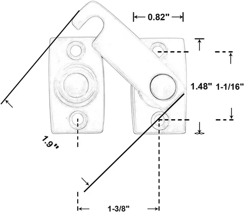 Miniatura 4 de QCAA Barra de obturador/pestillo de puerta de latón macizo, 7/8" x 2-3/32", latón pulido, paquete de 2, fabricado en Taiwán