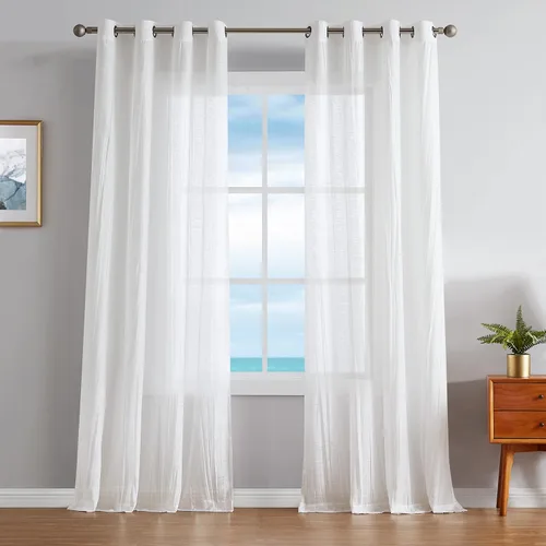 Miniatura 12 de Nautica - Cordelia - Cortina transparente aplastada Cortinas para ventana Cortinas ligeras Juego de 2 paneles Transparente Cabecera