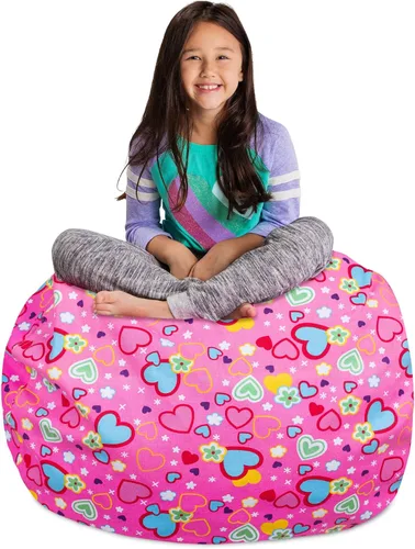 Miniatura 56 de Posh Stuffable Kids Funda de Silla Puf Rellenable para Almacenamiento de Animales de Peluche - Organizador de Juguetes Infantiles, Mediano 27