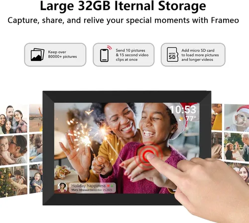 Miniatura 6 de FRAMEO - Marco de fotos digital inteligente WiFi de 10.1 pulgadas, pantalla táctil LCD IPS de 1280 x 800, rotación automática vertical y paisaje