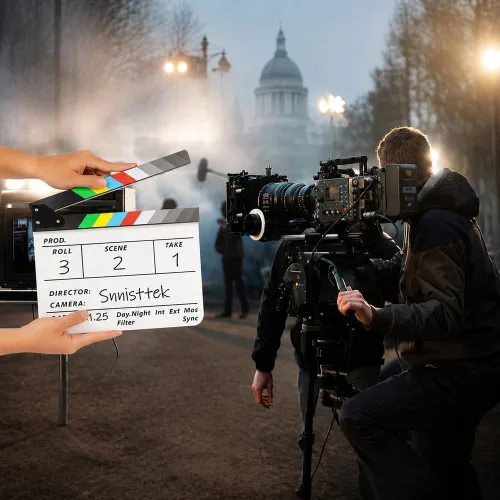 Miniatura 5 de Pizarra de pizarra de película, tablero de acrílico blanco para directores de películas 9.6 x 11.7 In Movie Clapboard Cut Action Scene Prop for