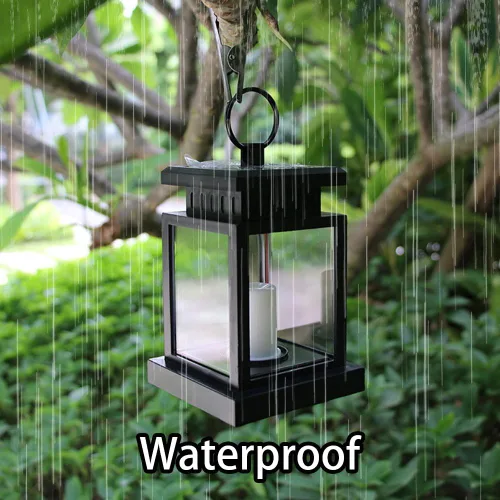 Miniatura 7 de Farol solar colgante LED alimentado por energía solar, impermeable, sin llama, parpadeante, blanco cálido, decoración al aire libre para jardín