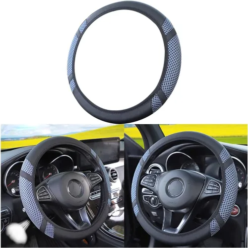 Miniatura 9 de Funda de volante de coche elástica de Zipelo, cubierta de volante de cuero transpirable para vehículo, protector antideslizante para volante