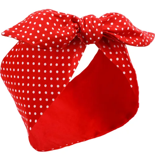 Miniatura 9 de Hicarer Diadema de lunares negros con lazo, bandana vintage con alambre, accesorios para el cabello retro de los años 50, diadema con alambre