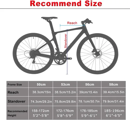 Miniatura 7 de KABON Bicicleta de carretera de carbono completo, 700C marco de fibra de carbono bicicleta de carretera con 105 R7000 22 velocidades freno de disco