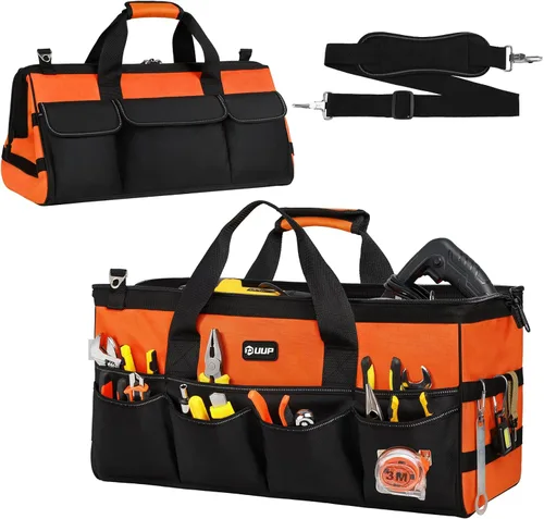 Miniatura 11 de UUP Bolsa de herramientas resistente de 15 pulgadas, organizador de caja de herramientas vacía portátil de 16 bolsillos, organización de caja