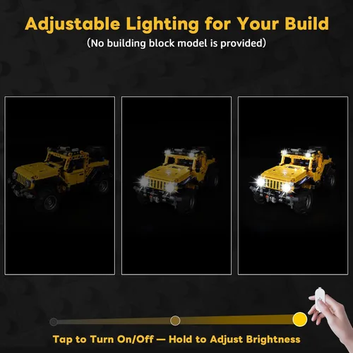 Miniatura 3 de Kyglaring Kit de luz LED compatible con bloques de construcción Lego Jeep Wrangler Technic 42122, control táctil mejorado y atenuación, solo luces