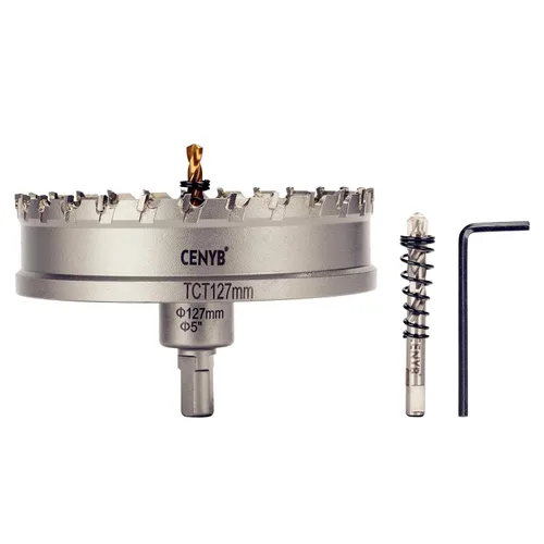 Miniatura 98 de 10 piezas (16-54 mm) Kit de sierra perforadora de carburo TCT para metales duros. Incluye 2 brocas de titanio, 1 broca piloto escalonada y 2 llaves