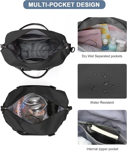 Miniatura 5 de Bolsas de fin de semana para mujer, bolsa de transporte, bolsa de noche con manga de carretera, bolsa de gimnasio deportiva, bolsa de viaje