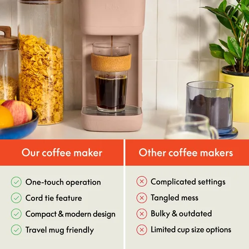 Miniatura 4 de BELLA Cafetera individual, para cápsulas K-Cup y café molido, bandeja de goteo ajustable y removible, apagado automático y accesorios aptos