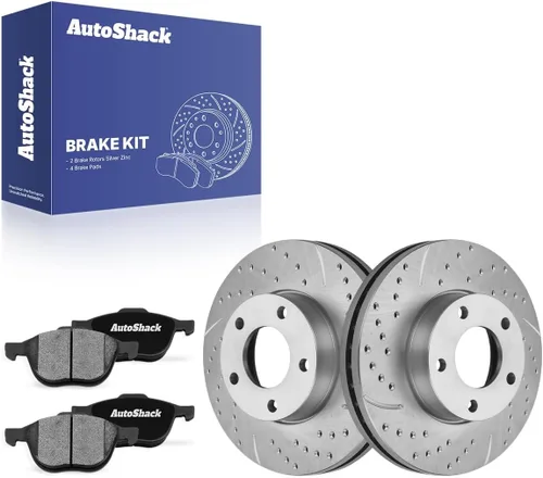 Miniatura 10 de AutoShack Pastillas de freno de cerámica para rotores de freno delanteros perforados y ranurados, repuesto para Mazda 3 2004-2013 2009 2010 2012