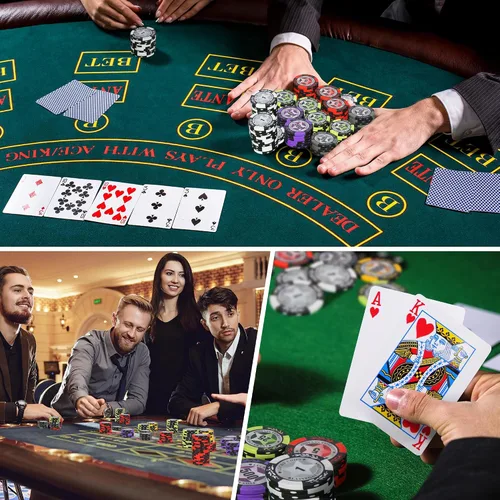 Miniatura 6 de ORIENGEAR Juego de fichas de póquer con denominaciones, viene con 500 fichas de casino compuestas de arcilla de 0.49 oz, 2 cartas, funda de aluminio
