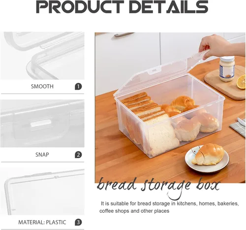 Miniatura 4 de UPKOCH Contenedor de pan hermético para almacenamiento de pan, caja de tostadas, dispensador de pan y pasteles, dispensador de ahorro transparente