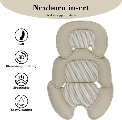 Miniatura 3 de Cojín de apoyo para bebé recién nacido, inserto de malla 3D, forro transpirable compatible con cochecito, asiento de automóvil, silla alta, etc.