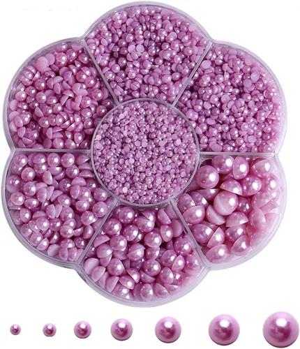 Miniatura 17 de 5700 piezas de medias perlas coloridas para manualidades, perlas de uñas para manualidades, accesorios de bricolaje, perlas de espalda plana