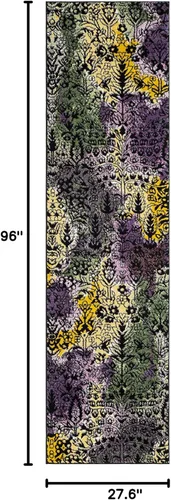 Miniatura 2 de SAFAVIEH Watercolor Collection - Alfombra para pasillo, 2.3 x 8 pies, amarillo claro y verde, diseño abstracto bohemio moderno, no desprende pelusa