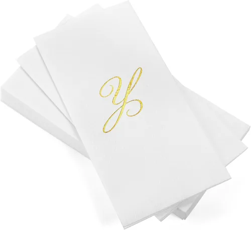 Miniatura 34 de AH AMERICAN HOMESTEAD Servilletas desechables – Servilletas doradas con monograma para invitados, servilletas acolchadas como tela para baño