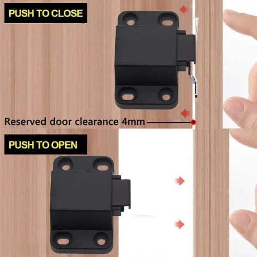 Miniatura 7 de Paquete de 2 cierres automáticos para puertas con cierre de presión y cierre para puerta oculta, para cajón de liberación de empuje, punta