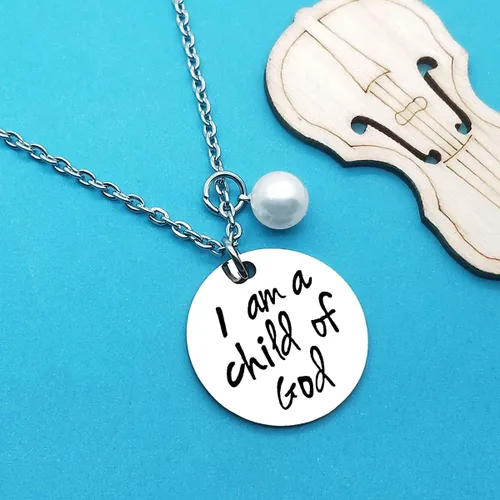 Miniatura 4 de Regalos de ahijada para mujeres y niñas, collar con texto en inglés "I am a Child of GodGod", regalos de bautismo para ahijados, joyería religiosa