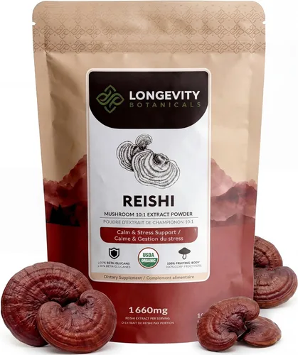 Miniatura 11 de Longevity Botanicals Cápsulas orgánicas de hongos Reishi Extracto de suplemento de 120 unidades Cuerpo fructífero de Ganoderma Lucidum ≥30%