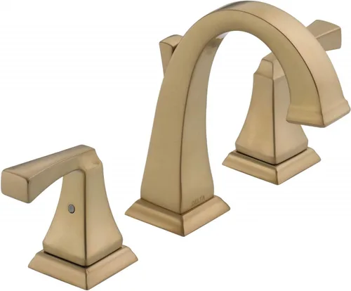 Delta Dryden - Grifo de baño dorado cepillado de 3 agujeros, grifo de lavabo de baño de 8 pulgadas para tocador, conjunto de drenaje de metal