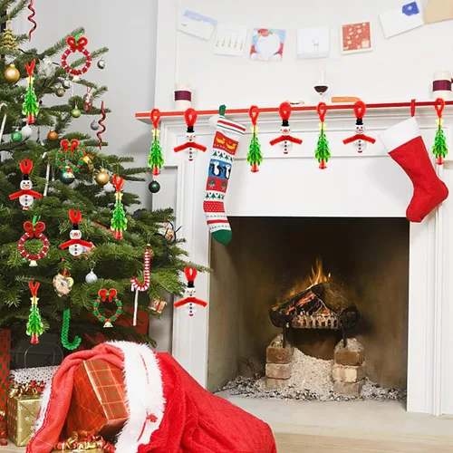 Miniatura 6 de AouEtnay - 36 piezas de kits de adornos navideños con cuentas para manualidades navideñas para niños y adultos, cuentas navideñas DIY con tres
