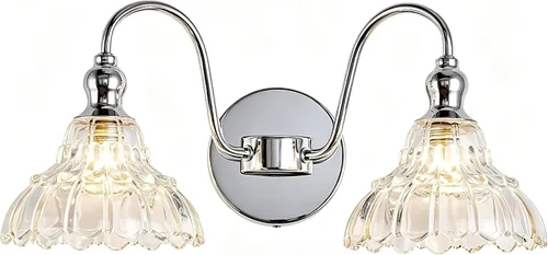 Miniatura 19 de Moderno aplique de pared negro mini lámpara de pared hecha de cuerpo de metal y vidrio estampado prensado retro luz de tocador para dormitorio