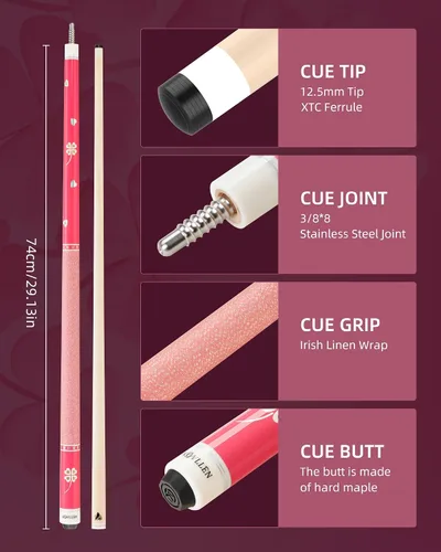 Miniatura 2 de KONLLEN Pool Cue Stick Low Deflection Billiards Cue Stick Young Fashionable 58" Professional Pool Table Sticks Gifts for Adults -12.5mm Tip, 3/8 *